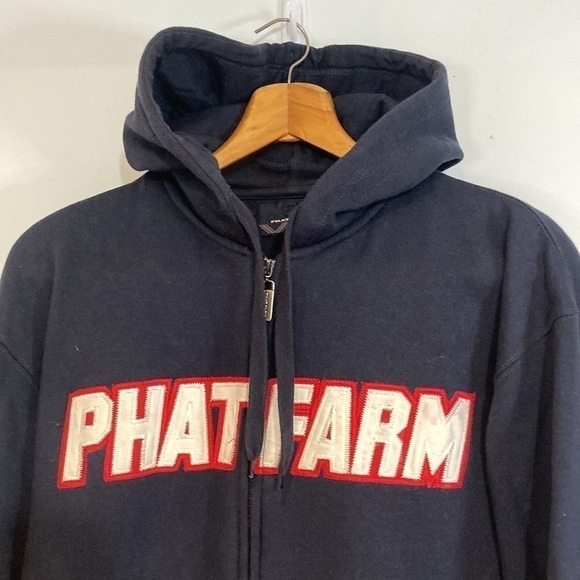 Vintage Men’s navy blue Phat Farm zip-up hooded sweatshirt size Large - Picture 3 of 10